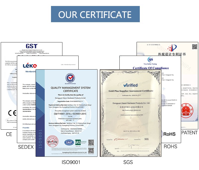 Hasun CNC patents certificates and compliance documents